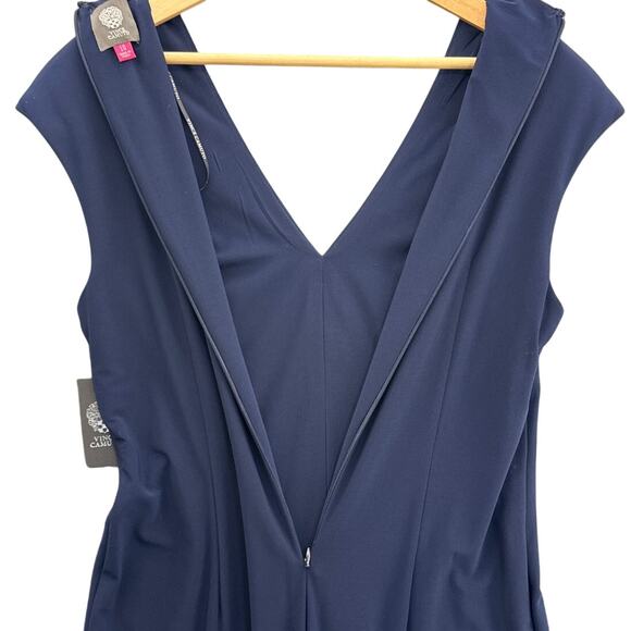 Vince Camuto Beaded Nay Blue V Neck Maxi Formal Evening Dress Women 10 - Picture 9 of 11